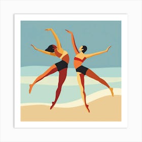 Dancers On The Beach Art Print