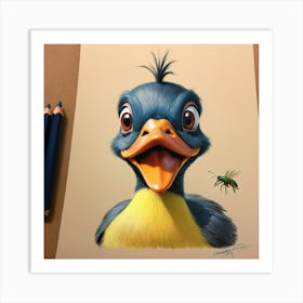 Duck With A Bee Art Print