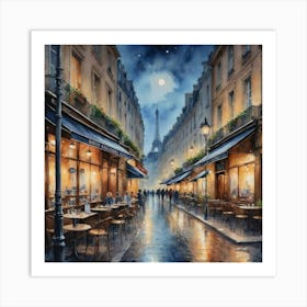 Parisian Cityscape Café Bistro Scenery Art Print