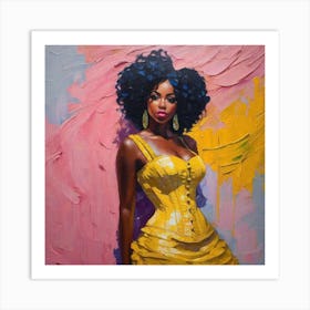 Afro Girl In Yellow Dress Art Print