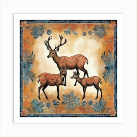 Outback Animals 2 Motif Batik Deer Art Print 1 Art Print