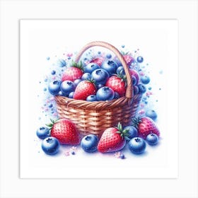 A basket of blueberry 3 Art Print