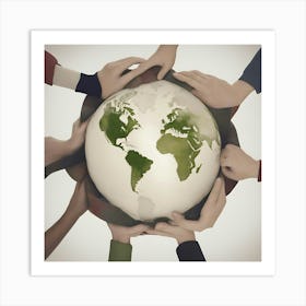 Unity, hands holding the globe Art Print