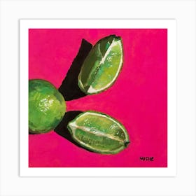 Limes On Pink 2 Art Print
