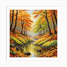 Forest In Autumn In Minimalist Style Square Composition 274 Art Print