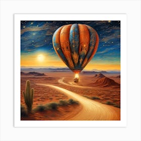 Hot Air Balloon In The Desert Art Print