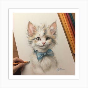 Cute Kitten In A Bow Tie Art Print