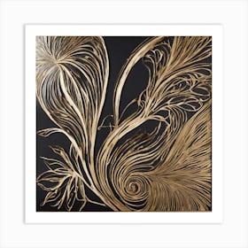 Gold Feathers Art Print