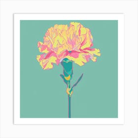 Carnation 3 Square Flower Illustration Art Print