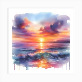 Watercolor Of The Sunset Art Print