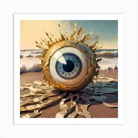 I Put An Eye On You Serie, Gold Eye At The Beach Art Print