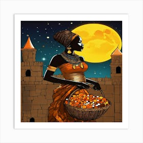 African Woman With Basket Art Print