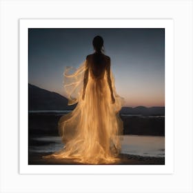 Woman In Flames Art Print