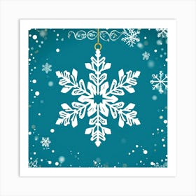 Abstract Illustration Of A Glistening Snowflake Ornament White With Hints Of Silver And Gold Suspe (6) Art Print