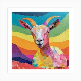 Rainbow Kitsch Goat Art Print
