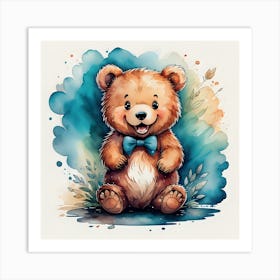 Watercolor Teddy Bear Art Print