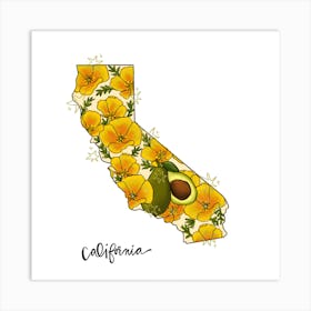 California- Illustrated States Art Print