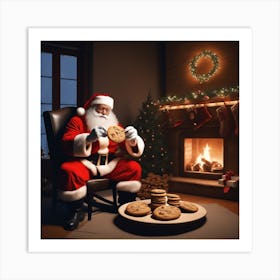 Santa Claus Eating Cookies 18 Art Print