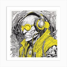 Cosmic Opa With Headphones 2 Art Print