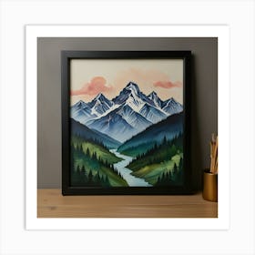 Mountain Range Painting Art Print