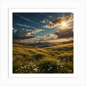 Sunset In The Meadow 3 Art Print