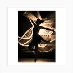 Silhouette Of A Ballerina Art Print