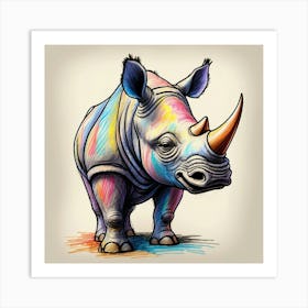 Colorful Rhino Art Print