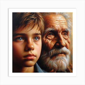 Old Man And Young Boy Art Print