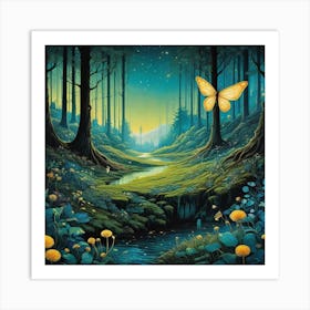 Butterfly In The Forest Art Print