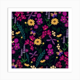 Wildflowers Seamless Pattern Art Print