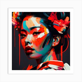 Abstract Geisha Fine Art Style Portrait 3 Art Print