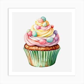 Watercolor Cupcake Illustration Art Print