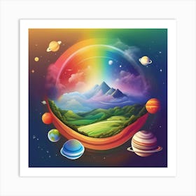 Beautiful Colorful Rainbow In Space Art Print