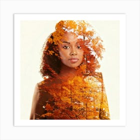 Firefly Elegant Black Woman In Autumnal Double Exposure Collage 32030 Art Print