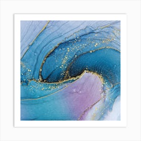 Blue And Gold Abstract Painting Art Print