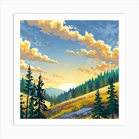 Leonardo Anime Xl A Vibrant Daytime Landscape Featuring A Gold 0 (1) Art Print