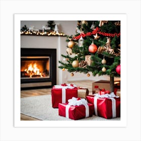 Christmas Tree With Presents 39 Art Print