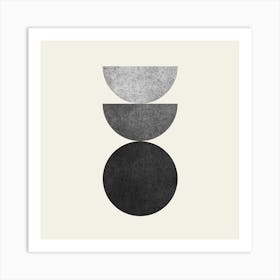 The Balance - Scandinavian Half-moon Circle Abstract Minimalist - Black and White Grey 2 Art Print