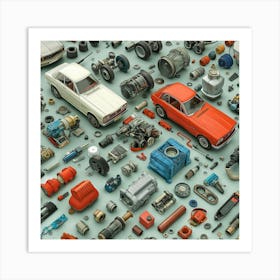 Car Parts Tile Art Print