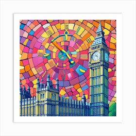 Colourful Big Ben Clock Art Print