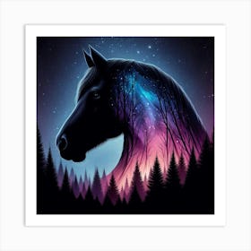 Horse In The Forest Art Print