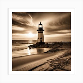 Lighthouse At Sunset 53 Art Print