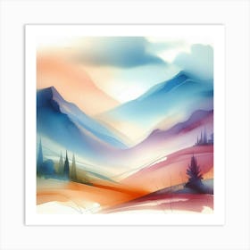 Watercolor Landscape Painting 34 Art Print