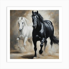 Wall art Two Horses Running Art Print