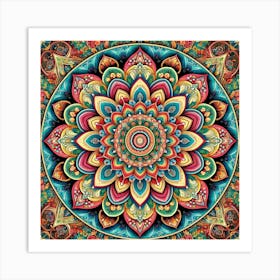 Vibrant Mandala Wall Print Art A Stunning Mandala With Intricate Patterns And Vibrant Colors, Perfect For Adding A Touch Of Artistic Elegance To Any Room Art Print