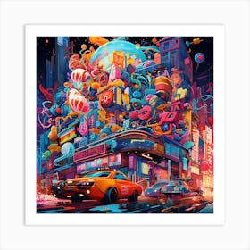 Psychedelic City Art Print