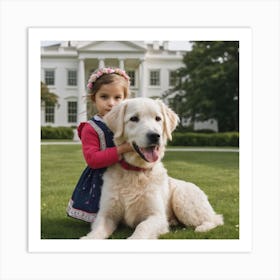 Little Girl With Dog At White House Art Print