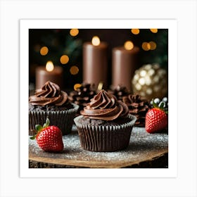 Leonardo Kino Xl Christmas Dessert With Chocolate And Strawber 3 Art Print