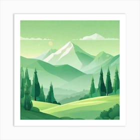Misty mountains background in green tone 114 Art Print
