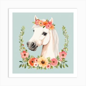 Floral Baby Horse Nursery Illustration (8) 1 Art Print